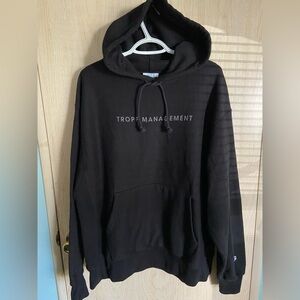 TROPF MANAGEMENT Hollywood California Black Champion Kangaroo Hoodie Sz XL